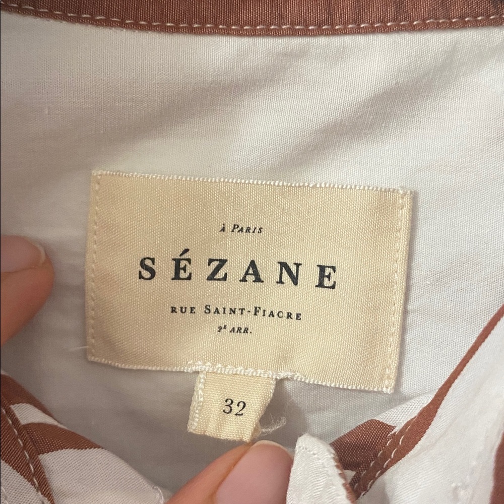 Bilma Shirt by Sézane in the "Camel Stripes" Colorway Size 32 About Medium - Picture 12 of 16